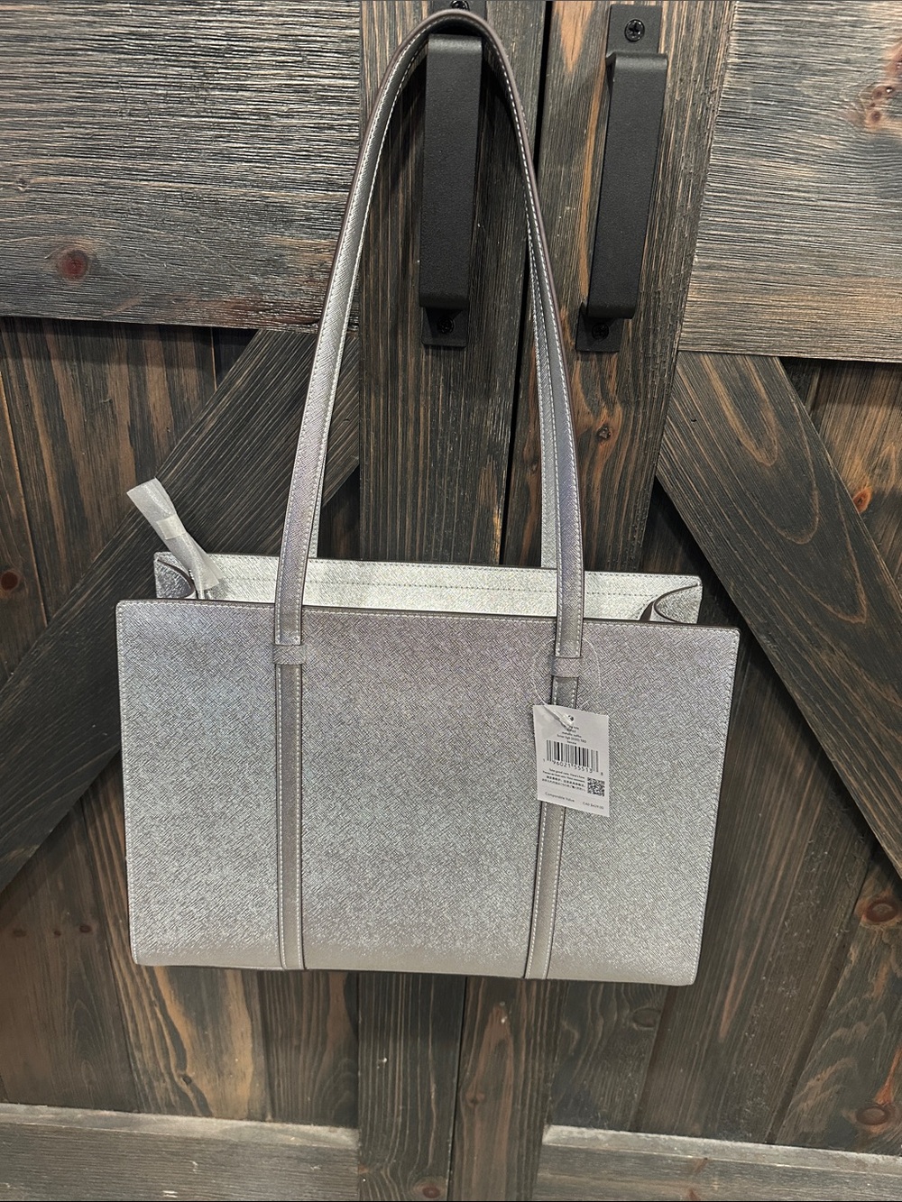 kate spade Metallic Silver Tote Bag with Double Straps - Picture 2 of 2